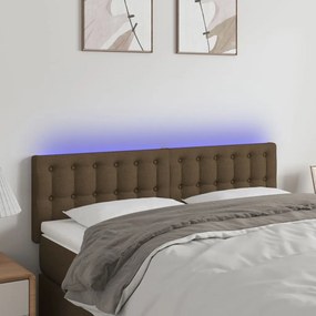 Testiera A Led Marrone Scuro 144x5x78/88 Cm İn Tessuto /