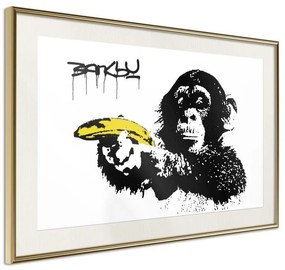 Poster  Banksy: Banana Gun II  Cornice Quadri Cornice d'oro con passe-partout, Larghezza x Altezza Home decor 90x60