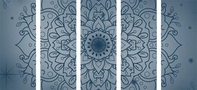 Quadri 5 pezzi – Fiore di Mandala blu scuro