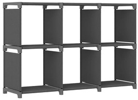 Mensola con 6 vani a cubo grigia 103x30x72,5 cm in tessuto