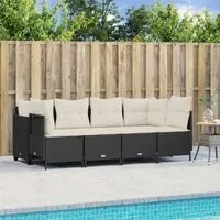 Set Divani da Giardino 5 pz con Cuscini in Polyrattan Nero 3261521