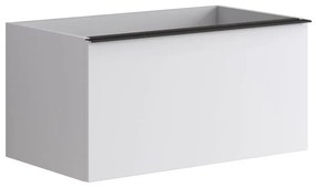 Mobile da bagno sotto lavabo Pixel plain bianco e maniglia alluminio nero laccato opaco L 80 x H 40 x P 45.5 cm 2 cassetti, lavabo non incluso