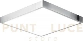Plafoniera led domo cromo quadrata 24w 2700lm 4000k ip44 24x24x2,4cm