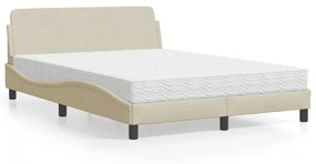 Letto Con Materasso Crema 140x19 Cm İn Tessuto /