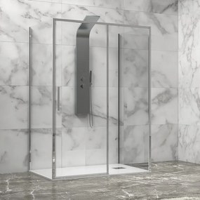 Cabina doccia 3 lati 90x150x90 scorrevole telaio cromato minimale | KLA-4000C - KAMALU