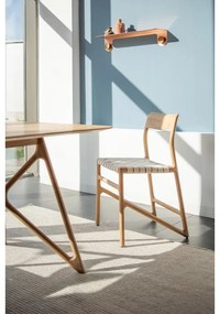 Sedia da pranzo in legno massiccio di quercia con seduta bianca Fawn - Gazzda