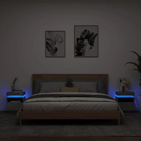 Comodini con luci led 2pz grigio cemento 40x39x48,5 cm