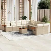 Set Divani da Giardino 11 pz con Cuscini Beige in Polyrattan 3227199