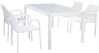 AXEL - set tavolo da giardino con sedie con piano in vetro 150x90 Colore: Bianco, Posti: 4