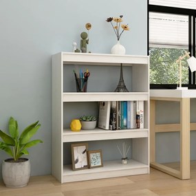 Libreria/divisorio bianco 100x30x103 cm in massello di pino