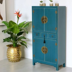 Mobiletto blu 63x131 cm Oriente - Ixia