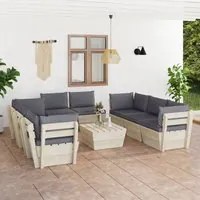 Set Divani da Giardino su Pallet 9 pz con Cuscini Legno Abete cod mxl 42146