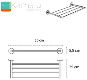 Kamalu - portsalviette a barre 50 cm in acciaio linea kaman alpi-80