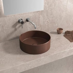 Kamalu - Lavabo tondo colore marrone caffe opaco 35cm | KLT-350M