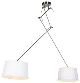 Lampada a sospensione con paralumi in lino bianco 35 cm - BLITZ II Staal