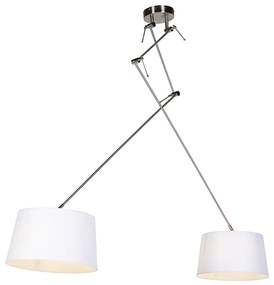 Lampada a sospensione con paralumi in lino bianco 35 cm - BLITZ II Staal