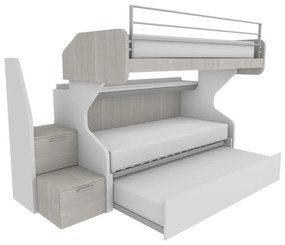 GSMINIR - Letto a castello scorrevole con secondo letto estraibile indipendente con scaletta a cassetti