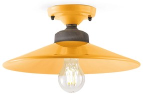 Plafoniera Vintage Colors Ferro E Ceramica Giallo 1 Luce E27