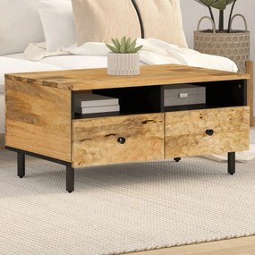 Tavolino Da Salotto 80x54x40 Cm İn Legno Massello Di Mango /