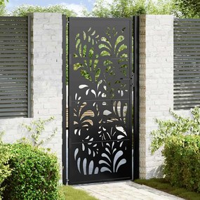 Cancello Giardino Nero 105x205 Cm İn Acciaio Design Ondulato /