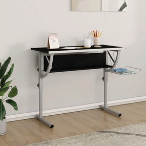 Scrivania Nera E Grigia 110x53x(58-87) Cm Multistrato E Acciaio /