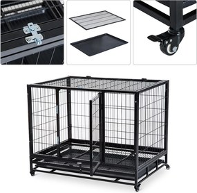 Box per Cani da Interno Esterno con Rotelle 92×62×75 cm...
