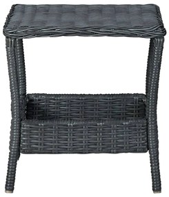 Set divani da giardino 3 pz con cuscini polyrattan grigio scuro