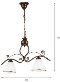 Lampadario a sospensione con catena RETRO 2xE27/60W/230V rame/patina