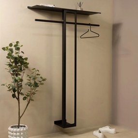Attaccapanni da parete nero in acciaio con scaffale 100 cm Luno Large – Spinder Design