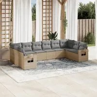 Set Divano da Giardino 10 pz con Cuscini Beige in Polyrattan 3220668