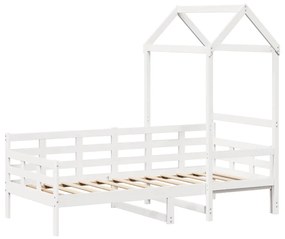 Dormeuse con tetto 80x200 cm bianco in legno massello di pino