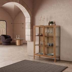 Vetrina di colore naturale con effetto rovere 90x126x40 cm Ceci – MOME