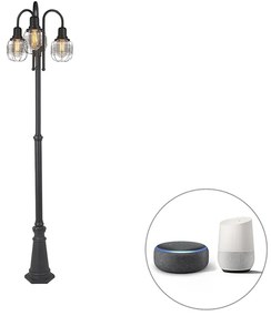Lampada da esterno intelligente nera a 3 luci IP44 incl. Wifi ST64 - Guardado