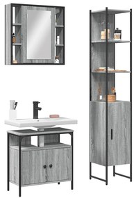 Set Mobili Da Bagno 3 Pz Grigio Sonoma İn Legno Multistrato /