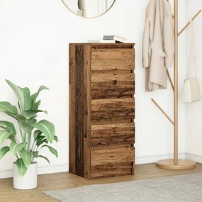 Credenza Con Cassetti Legno Antico 37,5x35x99 Cm İn Truciolato /