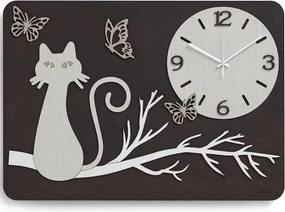 Orologio da parete rettangolare legno laminato GATTO 41x59 cm RSN