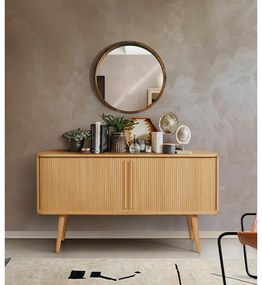 Cassettiera bassa colore naturale con trama in rovere con ante scorrevoli 138x75 cm Rove - Woodman