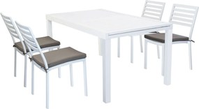 DEXTER - set tavolo in alluminio cm 160/240 x 90 x 75 h con 4 sedie Dexter