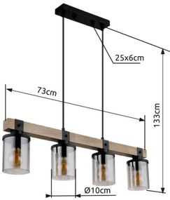 Brilagi - Lampadario a sospensione su cavo VISTA 4xE27/60W/230V rovere