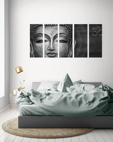 Quadri 5 pezzi – Volto di Buddha in bianco e nero