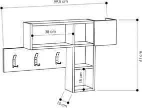 Appendiabiti da parete con vani Game bianco