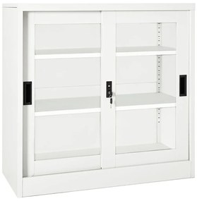 Armadio Con Ante Scorrevoli Bianco 90x40x90 Cm İn Acciaio /
