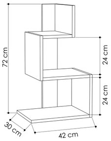 Comodino ROSIE 72x42 cm bianco/quercia