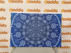 Quadro su tela – Mandala ornamentale con pizzo in blu