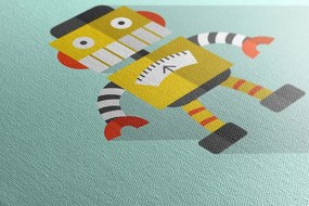 Stampa su tela – Robot giallo con sfondo blu