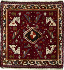 Shiraz Tappeto persiano 70 x 60 Rosso (Iran) Annodato A Mano
