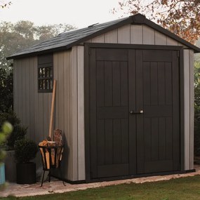 Casetta da giardino KETER in polipropilene Oakland Grigio Duotech con porta doppio battente, superficie totale 4.5 m² e spessore parete 20 mm