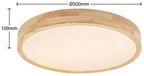 Lindby Lanira Plafoniera LED in legno di quercia, 50cm