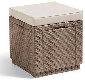Cubo Pouf Portaoggetti Con Cuscino Cappuccino /