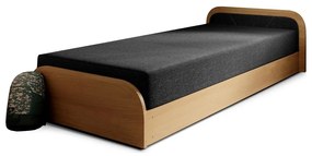 Letto singolo imbottito/in truciolato giallo ocra/grigio scuro con contenitore e materasso inclusi 80x190 cm Parys – ELTAP